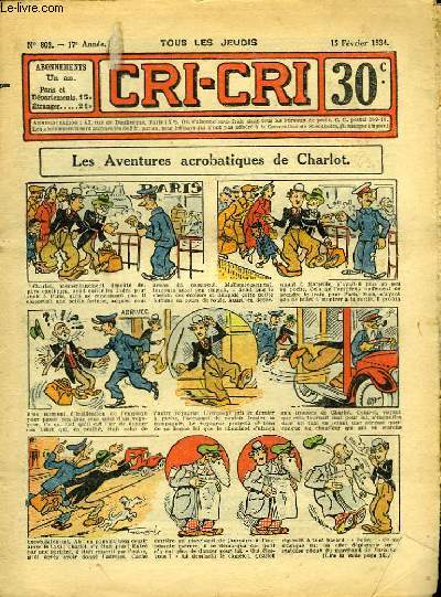 Cri-Cri n803, 17me anne : Les Aventures acrobatiques de Charlot.