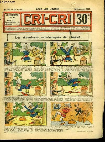 Cri-Cri n791, 16me anne : Les Aventures acrobatiques de Charlot.