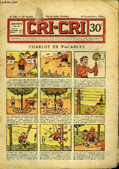 Cri-Cri n729, 15me anne : Charlot en Vacances.