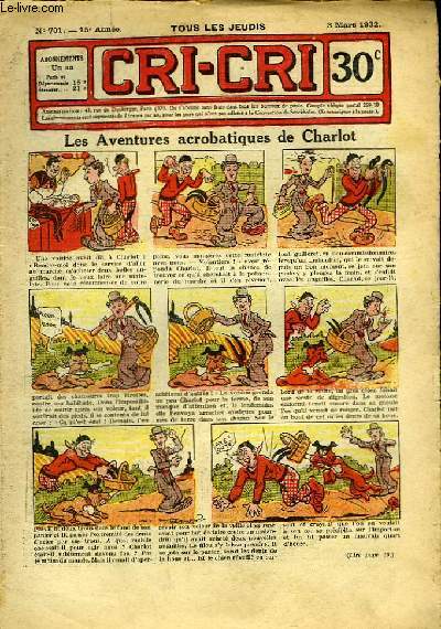Cri-Cri n701, 15me anne : Les Aventures acrobatiques de Charlot.