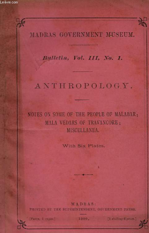 Bulletin; Vol. III, n1 : Anthropology.