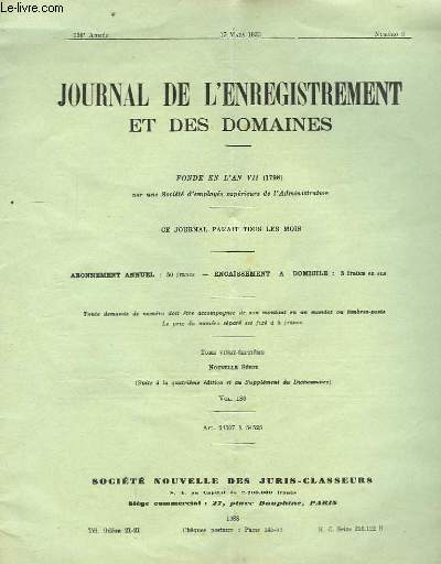 Journal de l'Enregistrement et des Domaines. N3, 136me anne.