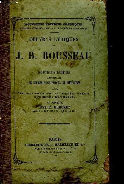 Oeuvres Lyriques de J.B. Rousseau.