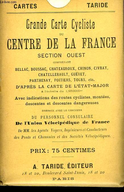 Grande Carte Cycliste du Centre de la France. Section Ouest.