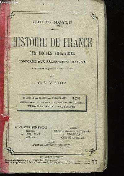 Histoire de France des coles primaires. Cours moyen.