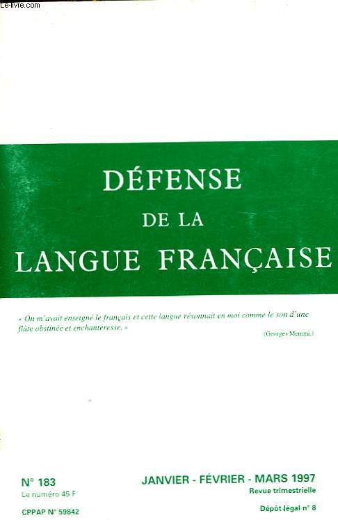 Dfense de la Langue Franaise N183
