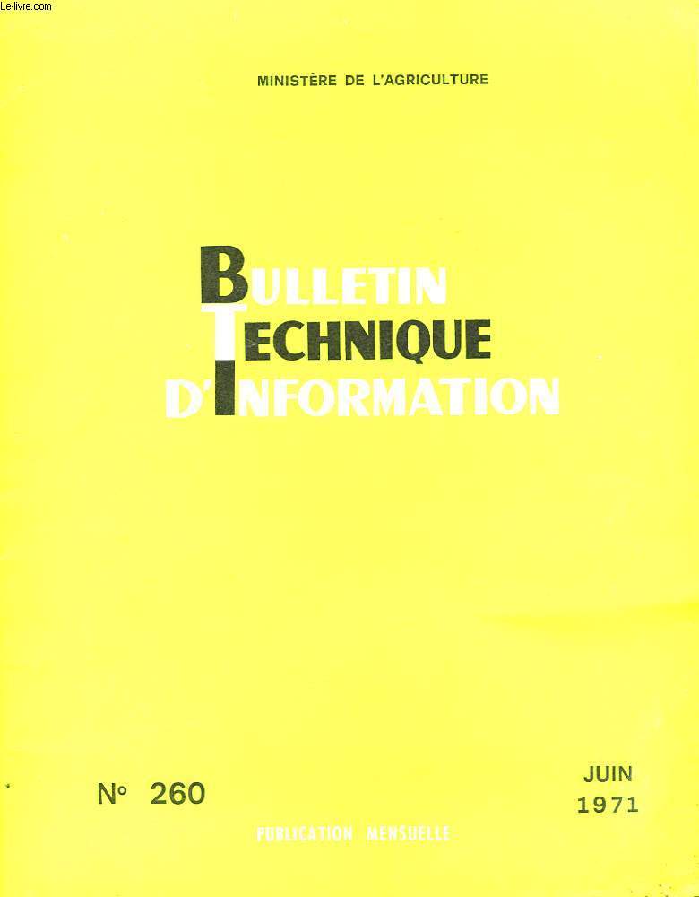 Bulletin Technique d'Information n260
