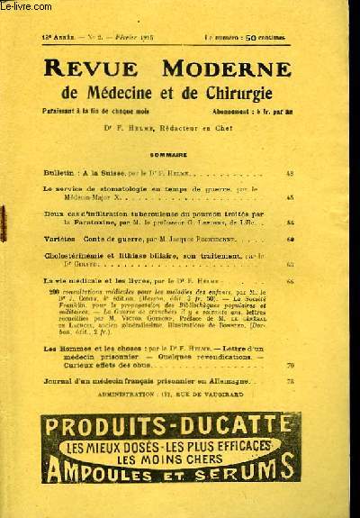 Revue Moderne de Mdecine et de Chirurgie. N2, 13me anne.