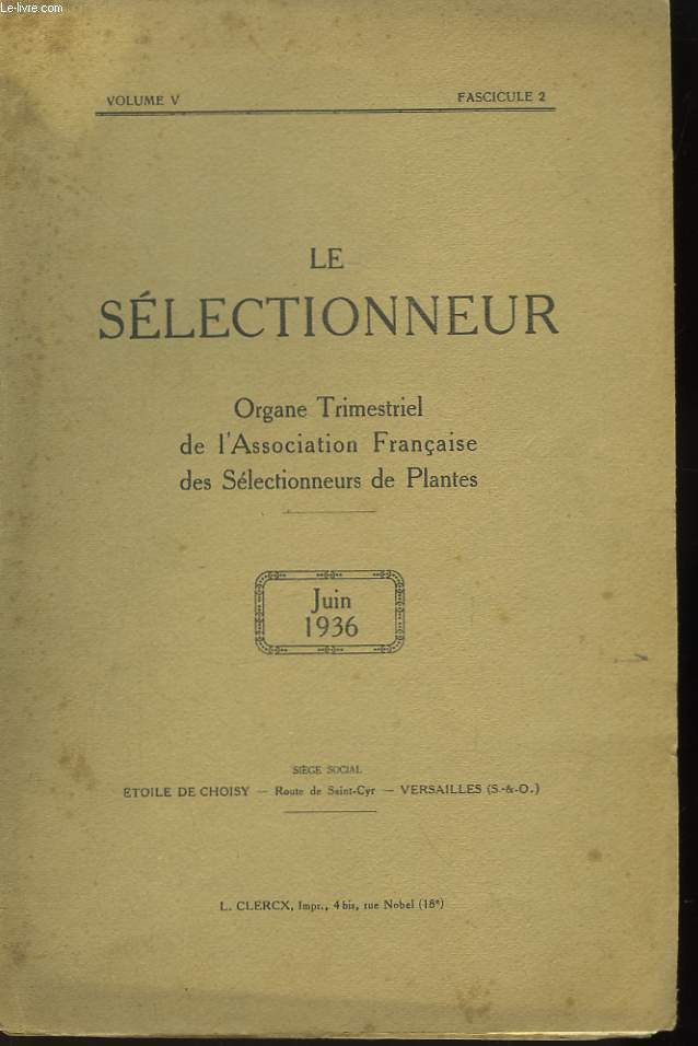 Le Slectionneur. Vol. V, fascicule 2.
