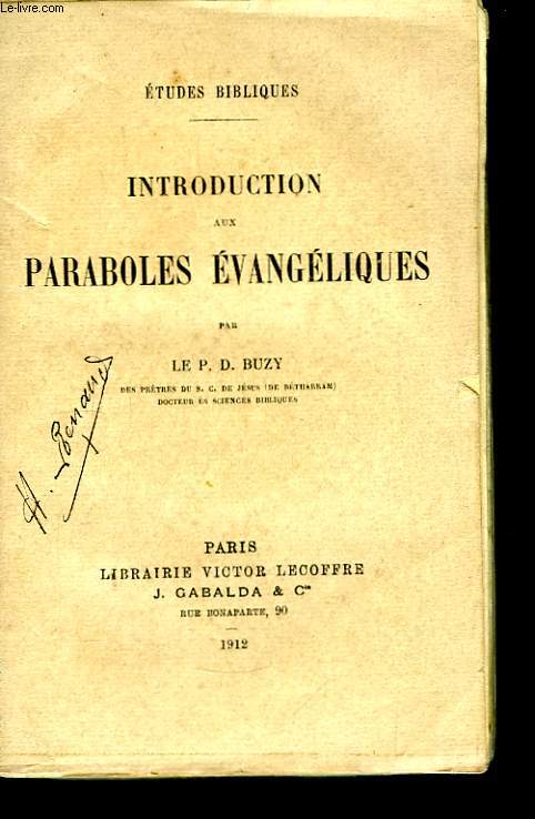 Introduction aux Paraboles Evangliques.