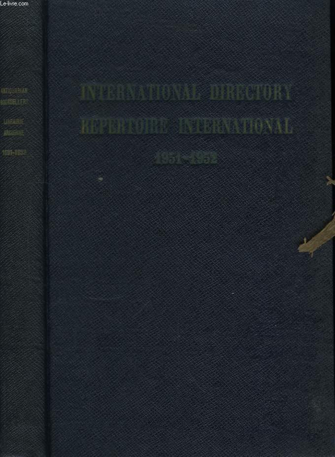Rpertoire International de la Librairie Ancienne. 1951 - 1952