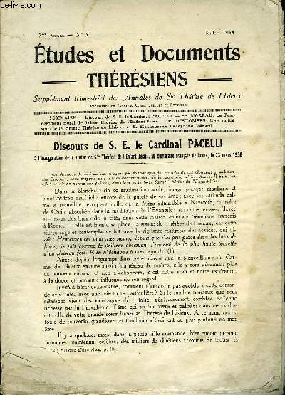 Etudes et Documents Thrsiens n3, 7me anne.