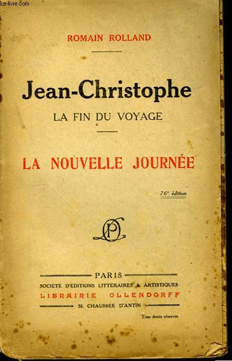 Jean-Christophe, la fin du voyage. La Nouvelle Journe.