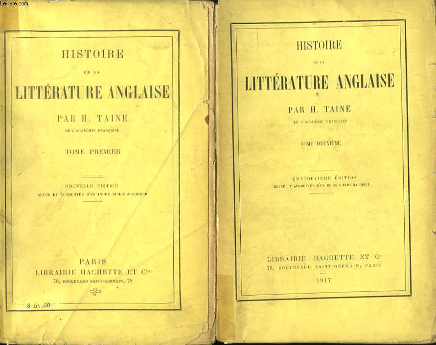 Histoire de la Littrature Anglaise. En 2 TOMES