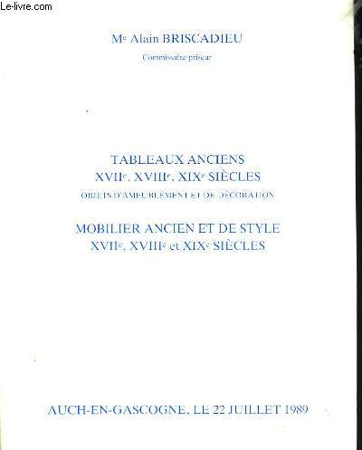Tableaux Anciens XVII, XVIII, XIX sicles