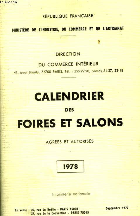 Calendrier des foires et salons. 1978