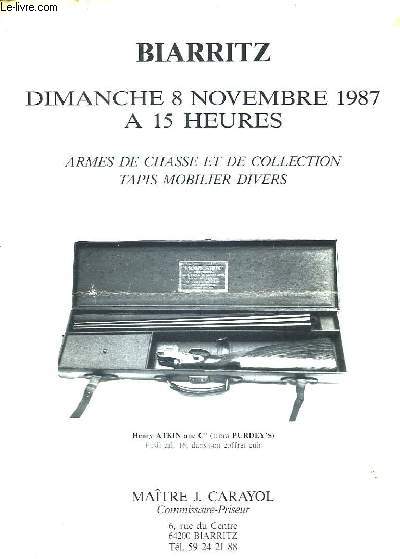 Vente aux Enchres d'armes de Chasse et de Collection - Tapis mobilier divers.