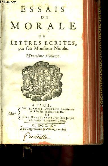 Essais de Morale ou lettres crites. 8me volume.