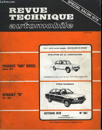 Revue Technique Automobile. N382