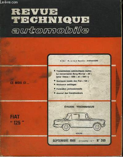 Revue Technique Automobile. N269