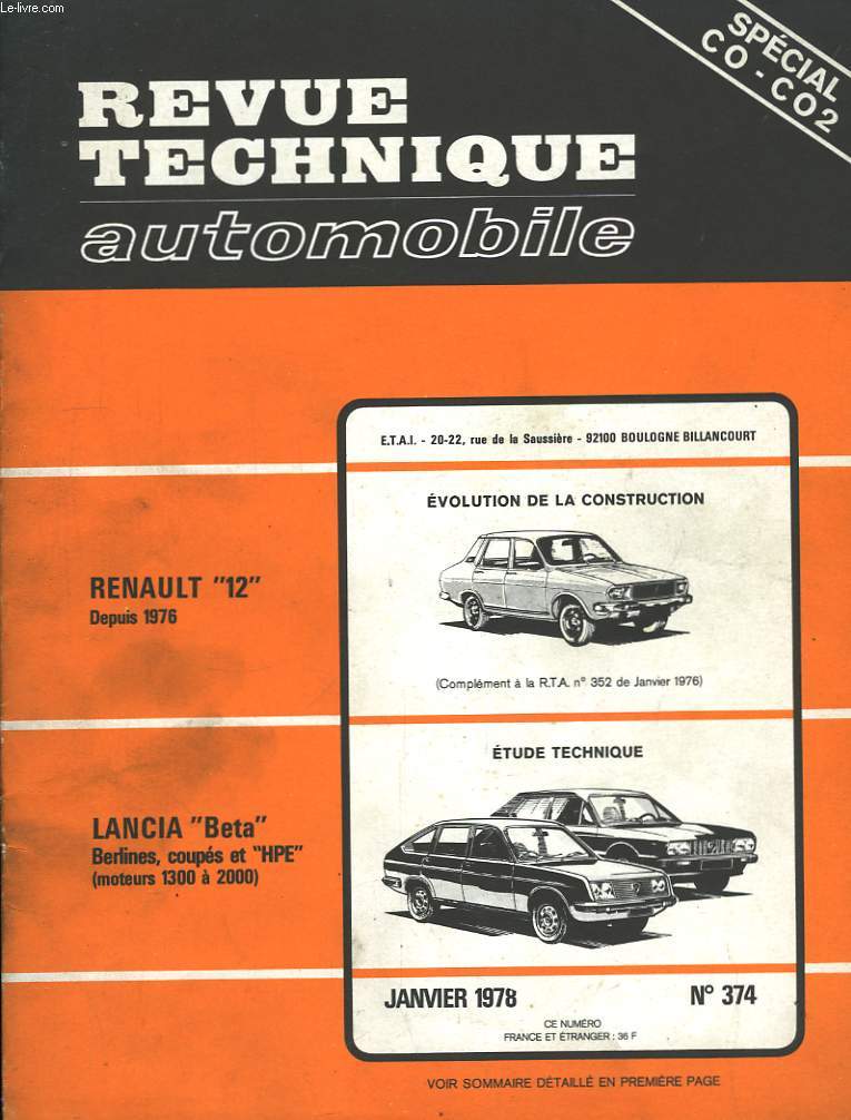 Revue Technique Automobile. N374