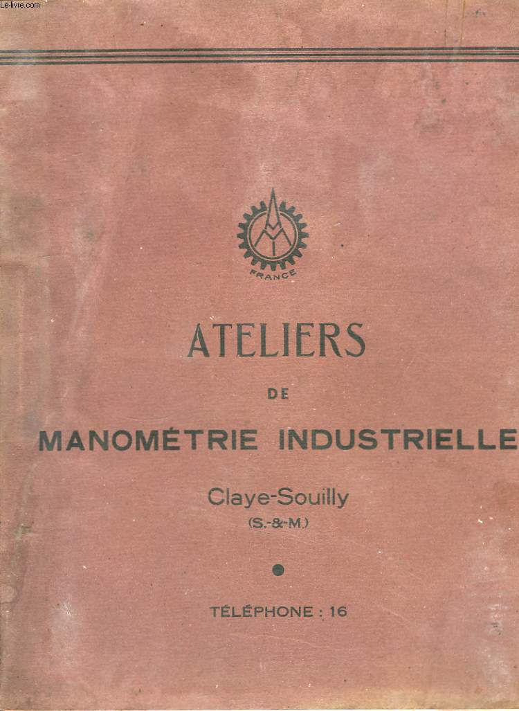 Catalogue des Ateliers de Manomtrie.