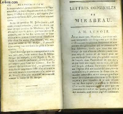 Lettres Originales. TOME Ier