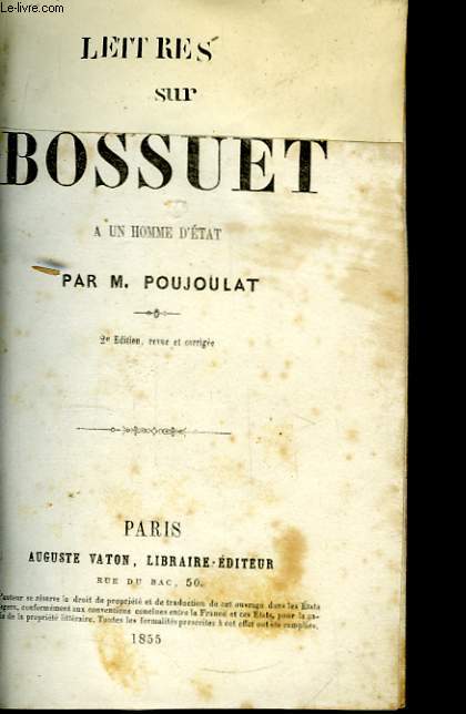 Lettres sur Bossuet,  un homme d'tat