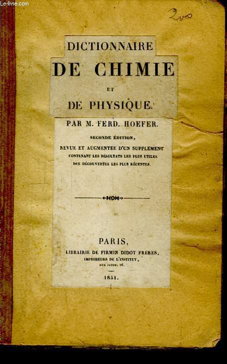Dictionnaire de Chimie et de Physique.