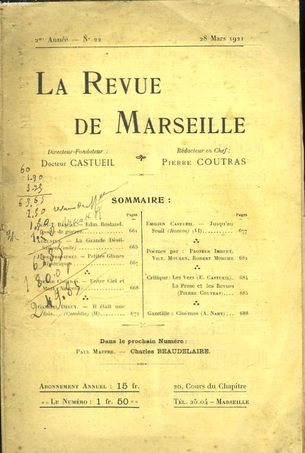 La Revue de Marseille. N22, 2eme anne.