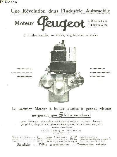 Brochure publicitaire. Moteur Peugeot.