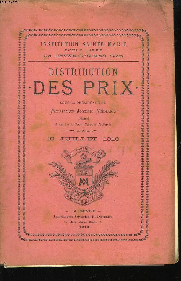 Distribution des Prix. 18 juillet 1910