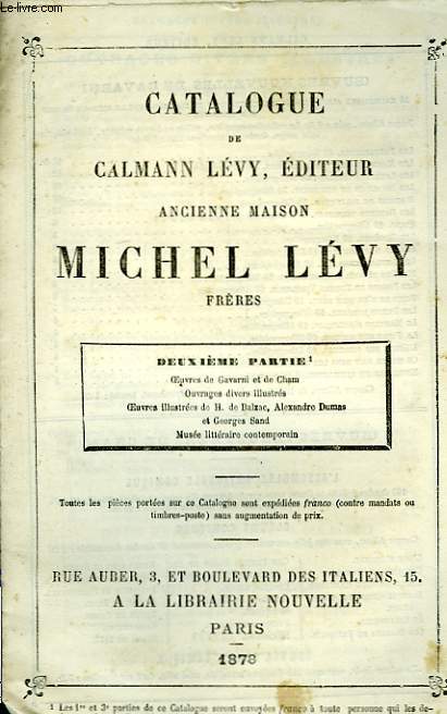 Catalogue de Calman Lvy. 2me partie.