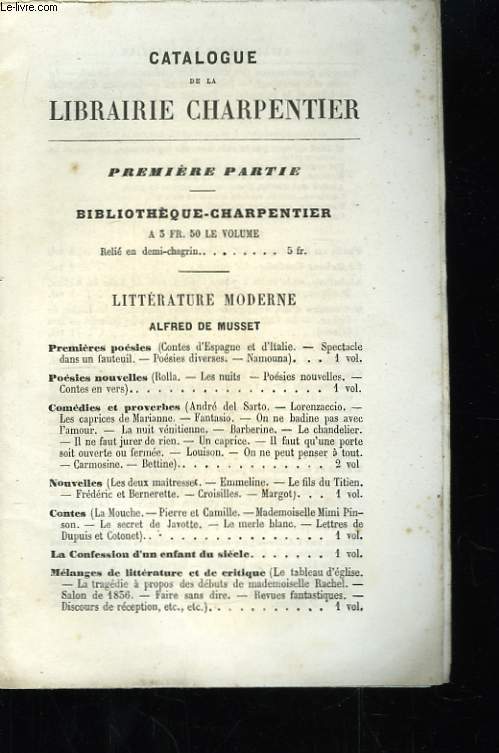 Catalogue de la Librairie. 1re partie.