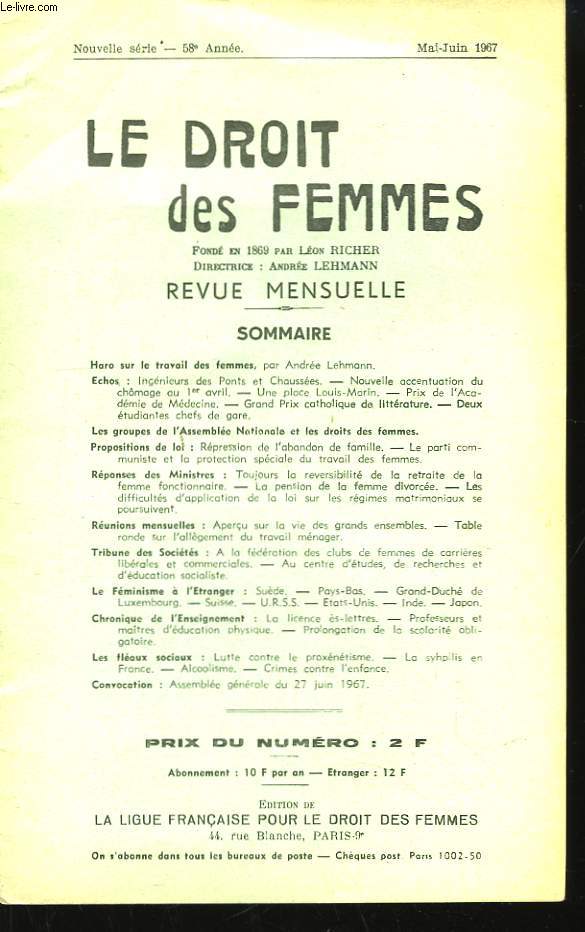 Le Droit des Femmes. 58me anne.