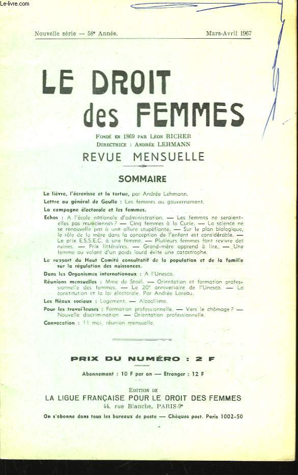 Le Droit des Femmes. 58me anne