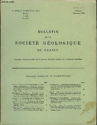 Bulletin de la Socit Gologique de France. N1 et 2 - TOME XIII