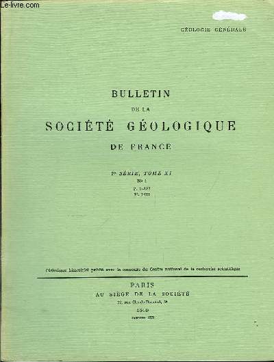 Bulletin de la Socit Gologique de France. N1 - TOME XI