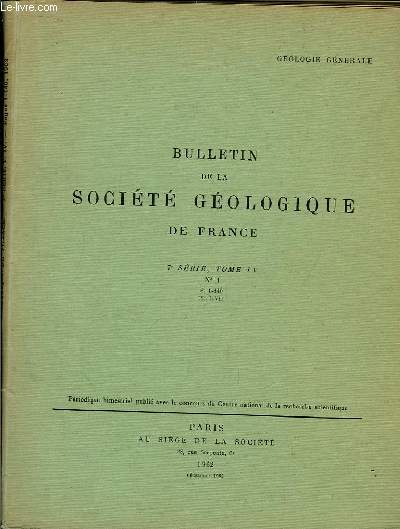 Bulletin de la Socit Gologique de France. N1 - TOME IV