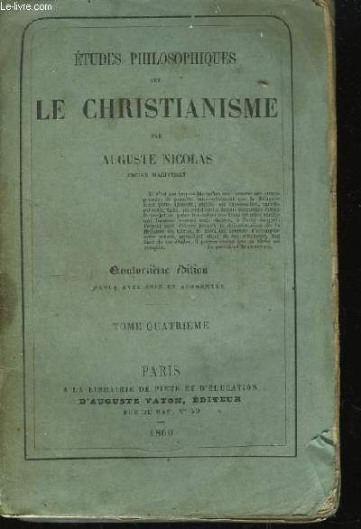 Etudes Philosophiques sur le Christianisme. TOME IV