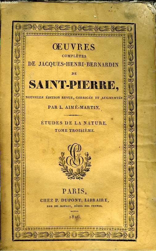 Oeuvres de Jacques-Henri-Bernardin de Saint-Pierre. TOME 5 : Etudes de la Nature, Tome III