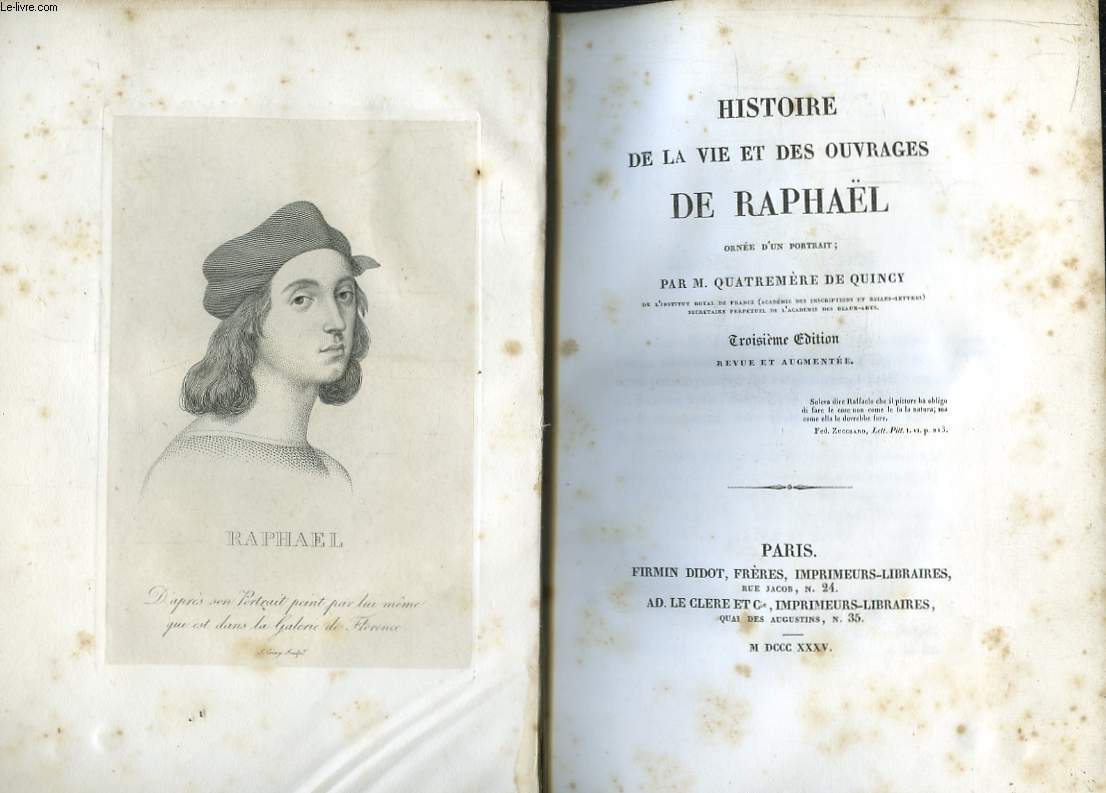 Histoire de la vie et des ouvrages de Raphal.