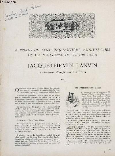 Jacques-Firmin Lanvin, compositeur d'imprimerie  livres.