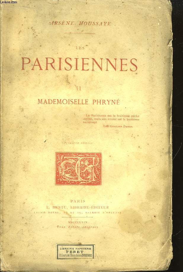 Les Parisiennes. TOME II : Mademoiselle Phryn.