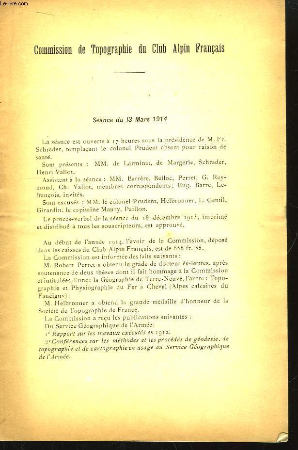 Commission de Topographie du Club Alpin Franais. Procs-verbaux des Sances de l'anne 1914