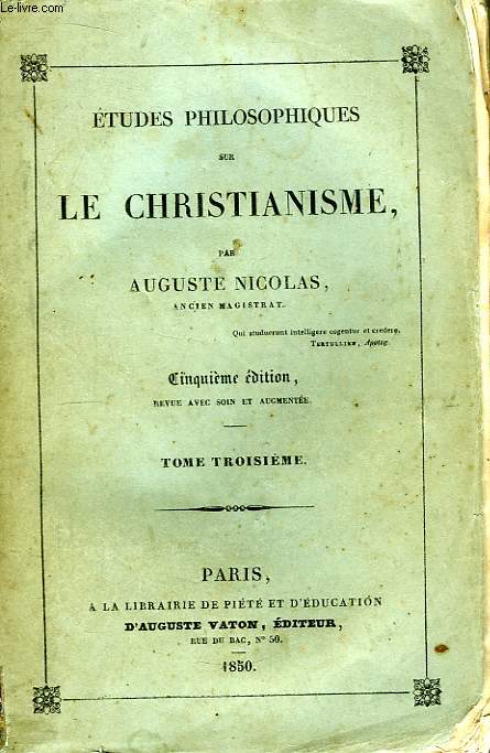 Etudes Philosophiques sur le Christianisme. TOME III