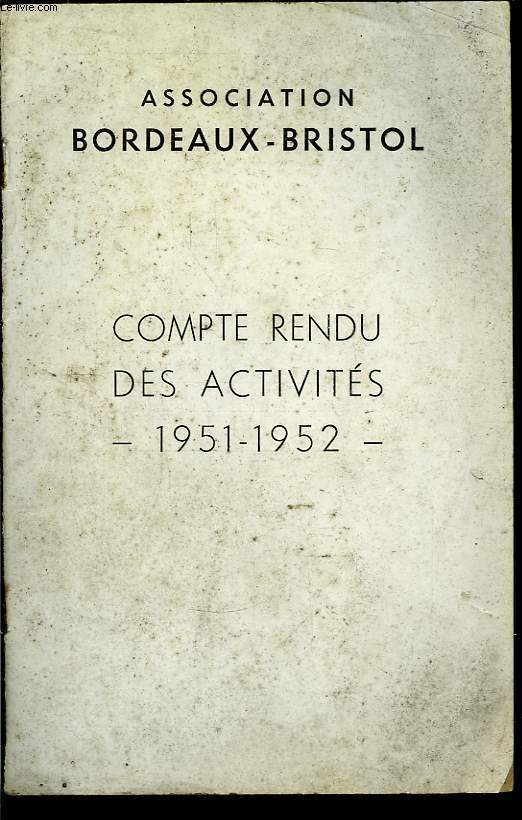 Compte-Rendu des Activits 1951 -1952