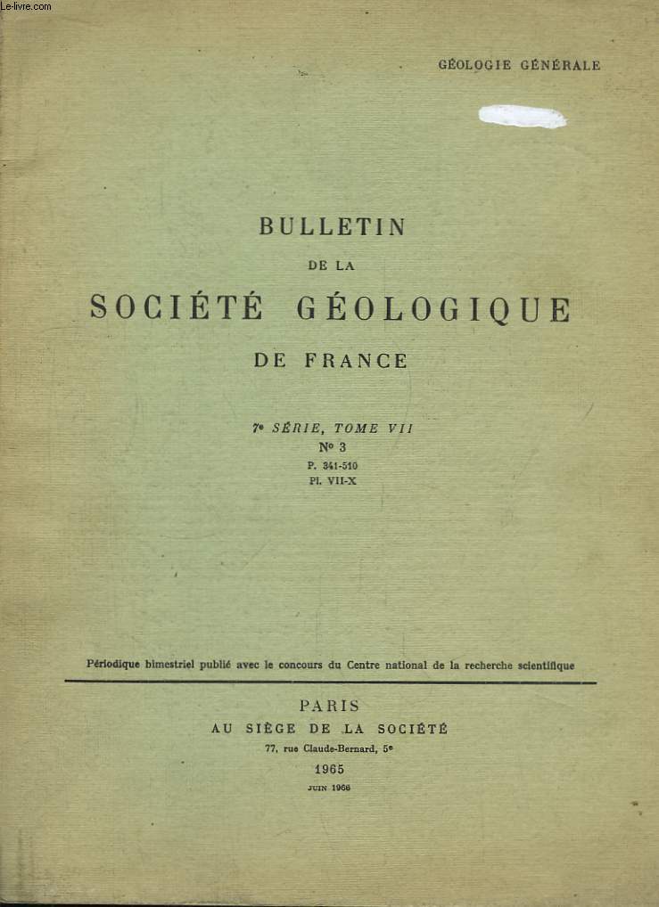 Bulletin de la Socit Gologique de France. 7e srie, Tome VII