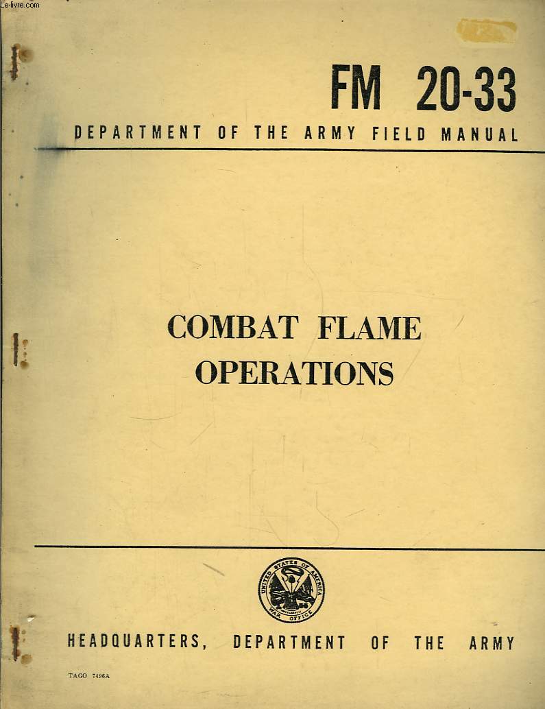 Combat Flame Operations. FM 20 - 33