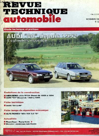 Revue Technique Automobile N556 : Audi 80, depuis 1992, 4 cylindres essence.